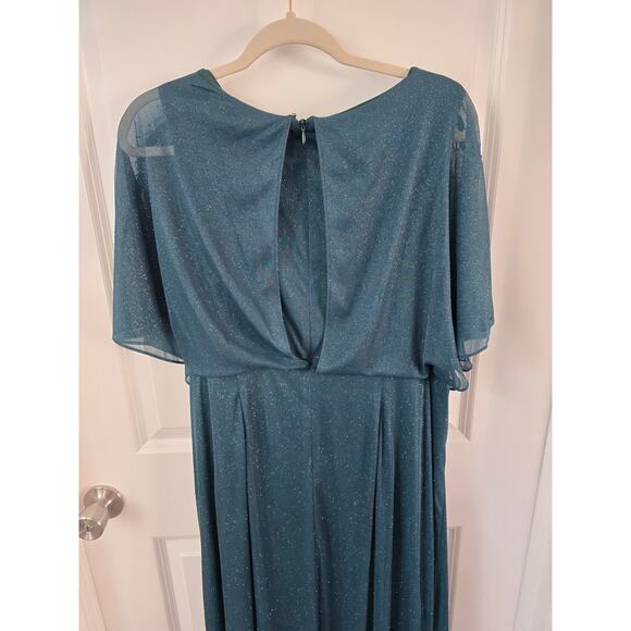 SNLY Short Sleeve Green Glitter Mesh Evening Gown Dress Size 18W - Picture 11 of 11